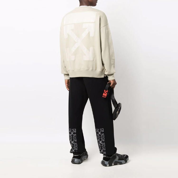 OFF-WHITE FW21 Beige Crewneck Logo Sweatshirt - Relaxed Fit OMBA054F21FLE0071717 圖 4