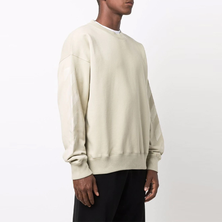 OFF-WHITE FW21 Beige Crewneck Logo Sweatshirt - Relaxed Fit OMBA054F21FLE0071717 圖 5