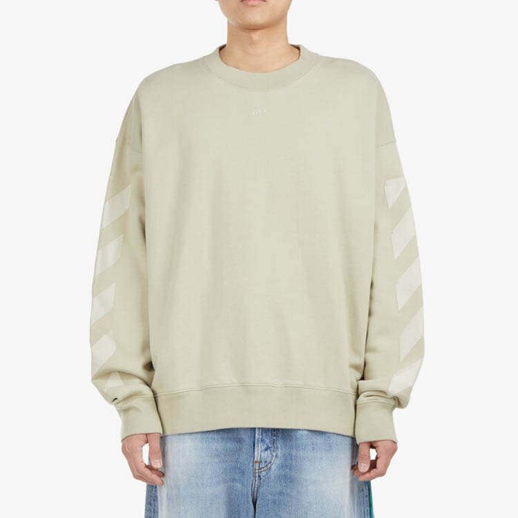 OFF-WHITE FW21 Beige Crewneck Logo Sweatshirt - Relaxed Fit OMBA054F21FLE0071717 圖 8