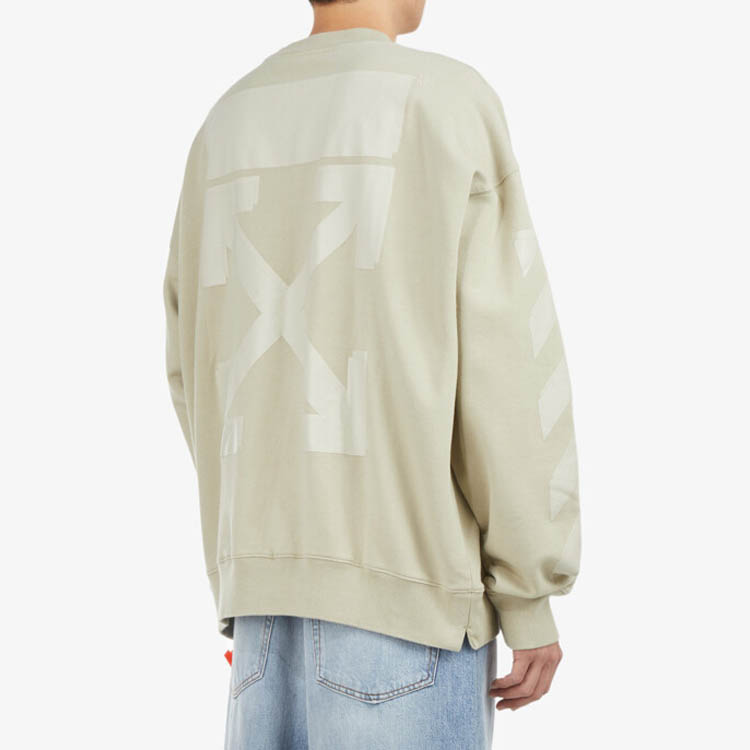OFF-WHITE FW21 Beige Crewneck Logo Sweatshirt - Relaxed Fit OMBA054F21FLE0071717 圖 9