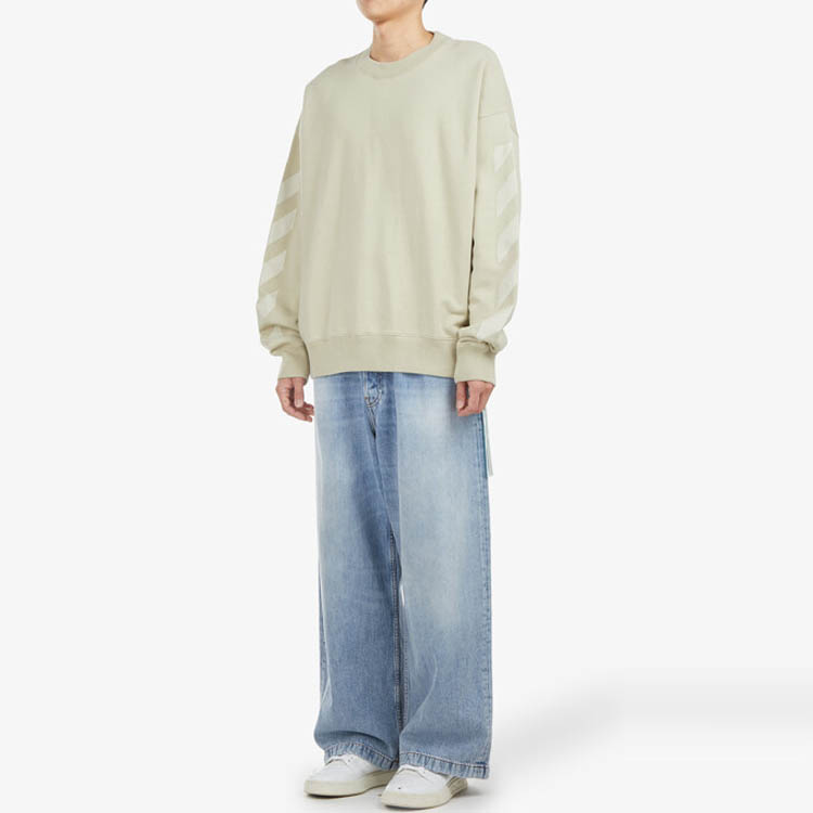 OFF-WHITE FW21 Beige Crewneck Logo Sweatshirt - Relaxed Fit OMBA054F21FLE0071717 圖 10