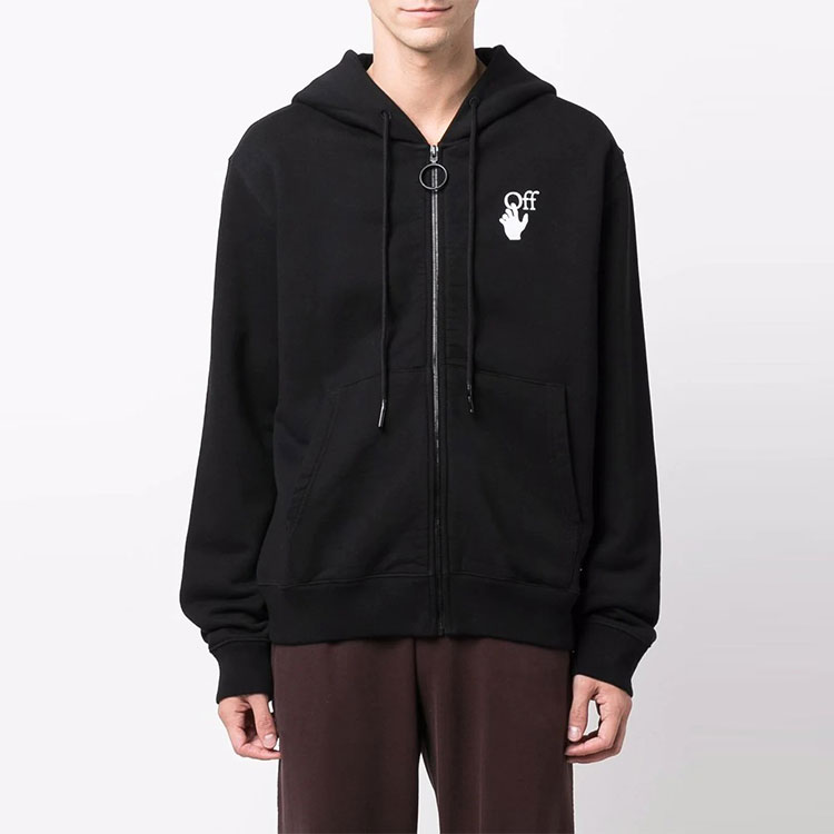 OFF-WHITE FW21 Black Logo Arrows Zip-Up Hoodie. OMBE001F21FLE0041084 圖 3