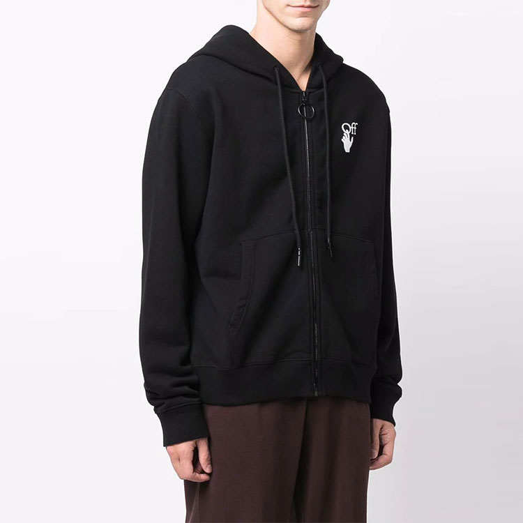 OFF-WHITE FW21 Black Logo Arrows Zip-Up Hoodie. OMBE001F21FLE0041084 圖 5