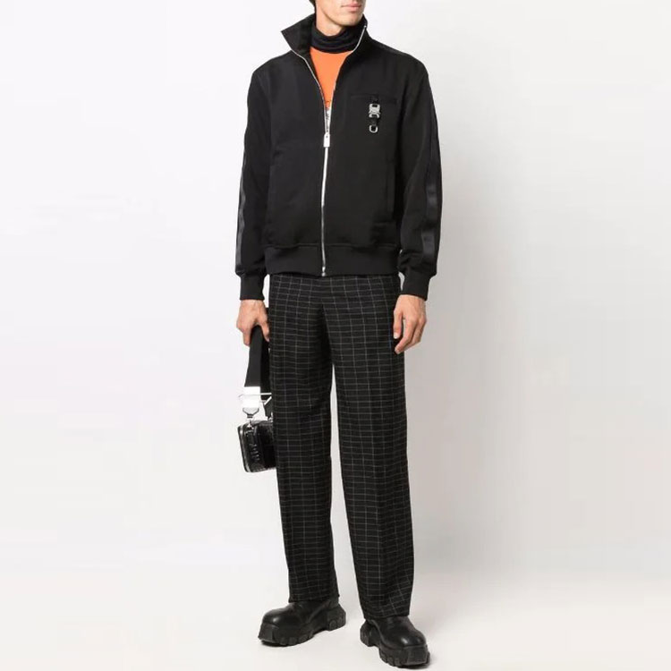 Lookbook Pantalones Rectos Negros Relajados OFF-WHITE FW21 de Tela a Cuadros Grabada OMCA190F21FAB0051000