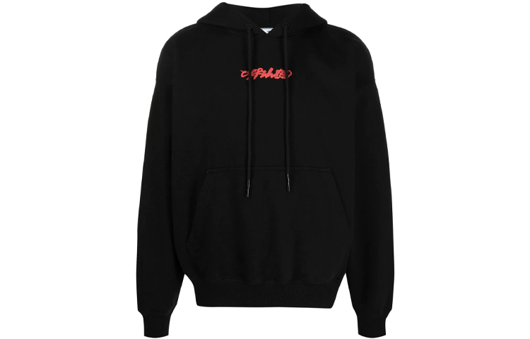 OFF-WHITE FW21 Black Pullover Sweatshirt with Logo Arrow Print for Men OMBB085F21FLE0121084