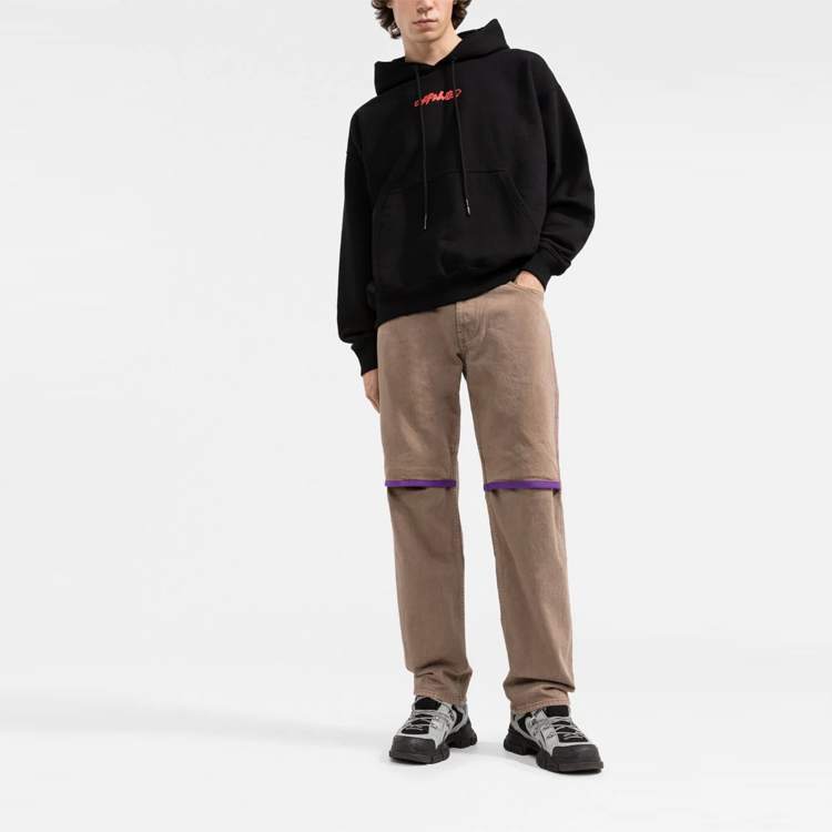 Lookbook OFF-WHITE FW21 Black Pullover Sweatshirt with Logo Arrow Print for Men OMBB085F21FLE0121084
