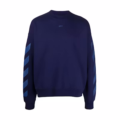OFF-WHITE FW21 Blue Geometric Arrow Crewneck Sweatshirt Relaxed Fit. OMBA054F21FLE0074545