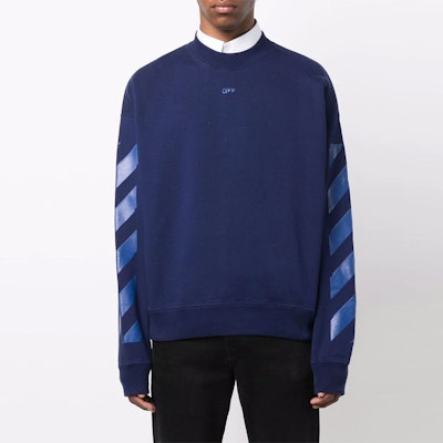 OFF-WHITE FW21 Blue Geometric Arrow Crewneck Sweatshirt Relaxed Fit. OMBA054F21FLE0074545 Shop OFF-WHITE FW21 Blue Geometric Arrow Crewneck Sweatshirt Relaxed Fit. OMBA054F21FLE0074545