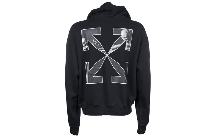 OFF-WHITE FW21 Caravaggio Arrow Hoodie Black Fashion. OMBB037F21FLE0101001
