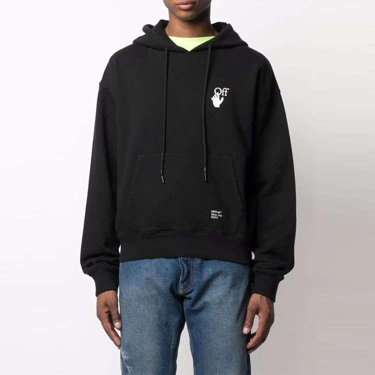 OFF-WHITE FW21 Caravaggio Arrow Hoodie Black Fashion. OMBB037F21FLE0101001 圖 6