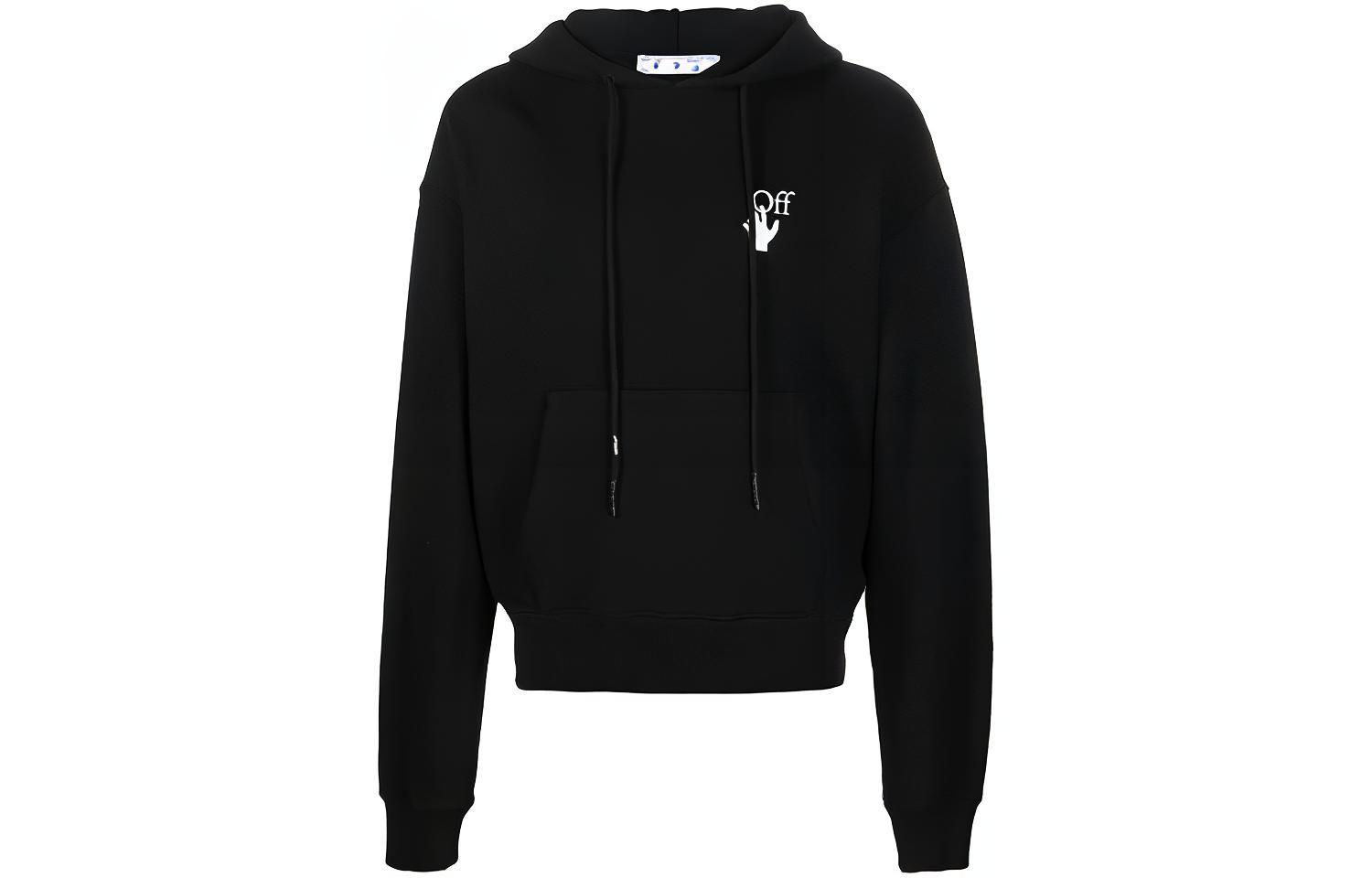 OFF-WHITE FW21 Caravaggio Hoodie Black Pullover Sweatshirt. OMBB037F21FLE0091084