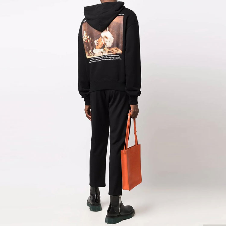 OFF-WHITE FW21 Caravaggio Hoodie Black Pullover Sweatshirt. OMBB037F21FLE0091084 圖 3
