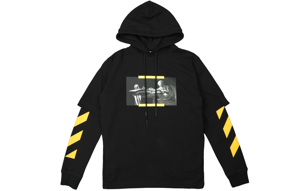 Order Off-White FW21 Caravaggio Painting Graphic Hoodie Black OMBB087F21FLE0061084