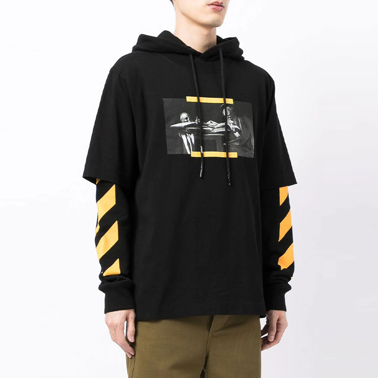 Purchase Off-White FW21 Caravaggio Painting Graphic Hoodie Black OMBB087F21FLE0061084
