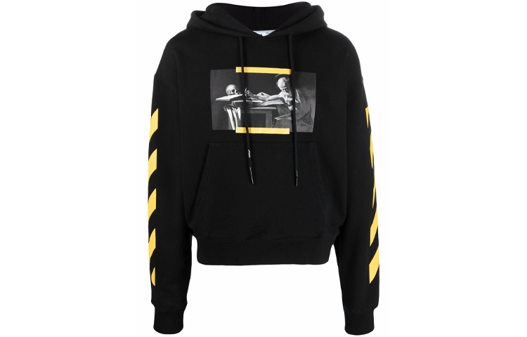 OFF-WHITE FW21 Caravaggio Painting Print Black Hoodie Unisex Loose Fit. OMBB037F21FLE0111084 圖 2