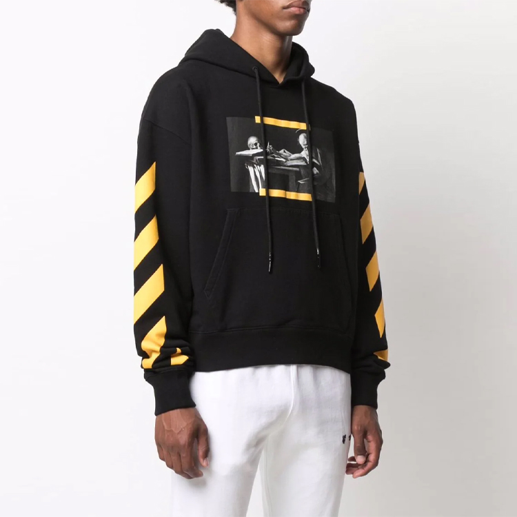 OFF-WHITE FW21 Caravaggio Painting Print Black Hoodie Unisex Loose Fit. OMBB037F21FLE0111084 圖 4