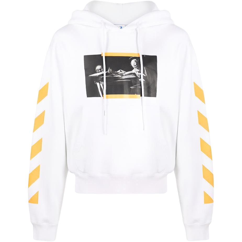 OFF-WHITE FW21 Caravaggio Painting Print Hoodie White OMBB037F21FLE0110184