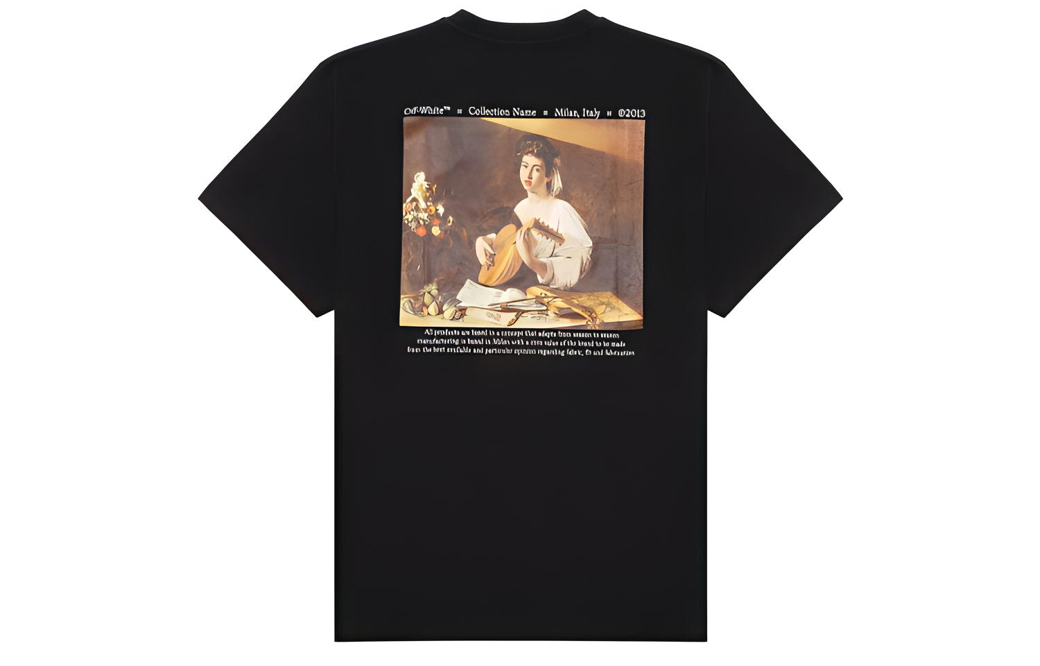 OFF-WHITE FW21 Caravaggio Painting Short Sleeve T-Shirt Black Mens OMAA038F21JER0061084