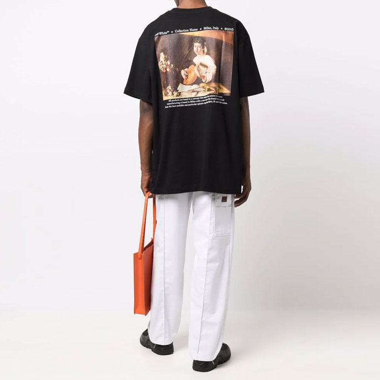 Shop OFF-WHITE FW21 Caravaggio 短袖T恤 黑色 男款 OMAA038F21JER0061084