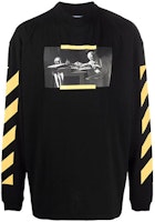 OFF-WHITE FW21 Caravaggio Painting Striped Loose Long Sleeve Sweatshirt Black OMAB032F21JER0061084 OFF-WHITE FW21 Caravaggio Painting Striped Loose Long Sleeve Sweatshirt Black OMAB032F21JER0061084