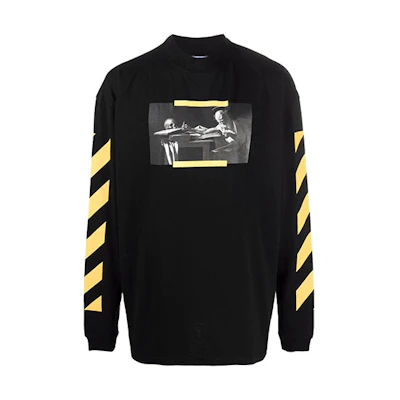 OFF-WHITE FW21 Caravaggio Painting Striped Loose Long Sleeve Sweatshirt Black OMAB032F21JER0061084