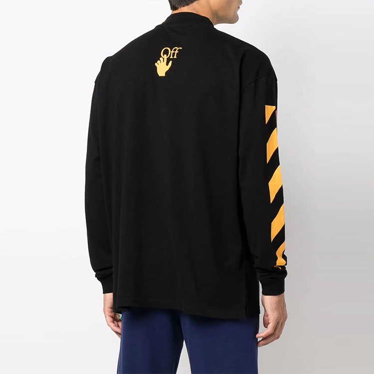 Shop Sudadera Negra de Manga Larga OFF-WHITE FW21 Caravaggio Pintura a Rayas. OMAB032F21JER0061084