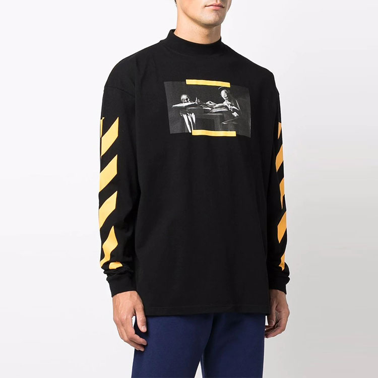 Purchase Sudadera Negra de Manga Larga OFF-WHITE FW21 Caravaggio Pintura a Rayas. OMAB032F21JER0061084