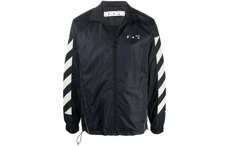 Off-White FW21 Diagonal Stripe Logo Long-Sleeve Jacket Black () OMBD022F21FAB0011017
