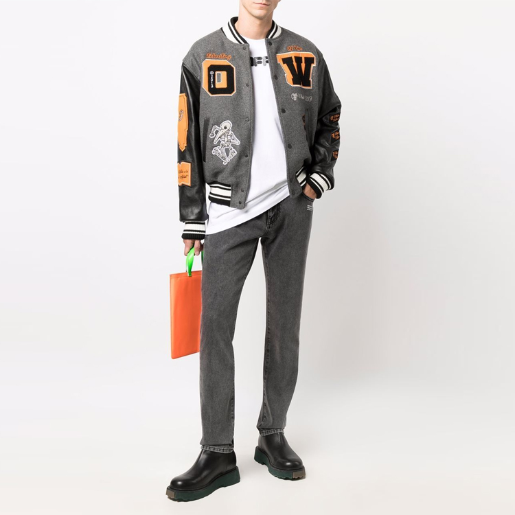 Lookbook OFF-WHITE FW21 Seluar Jeans Slim Fit Kelabu Distressed OMYA074F21DEN0070601