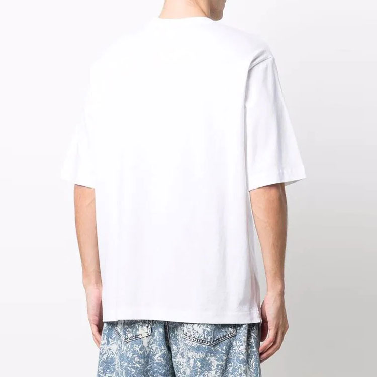 OFF-WHITE FW21 Flocked Logo Crewneck Loose Fit White T-Shirt Mens OMAA119F21JER0040110 圖 4