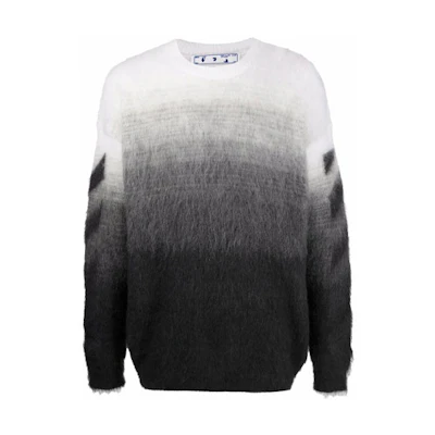 OFF-WHITE FW21 Gradient Knit Pullover Sweater Black Menswear Long Sleeve OMHE098F21KNI0011010