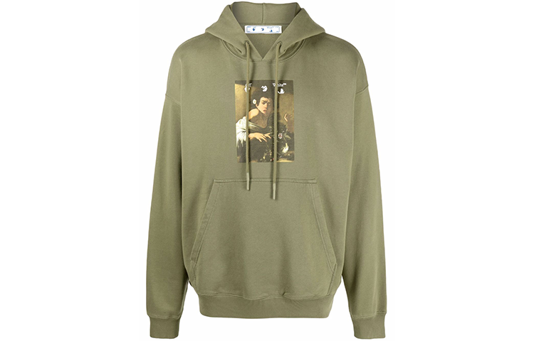 OFF-WHITE FW21 Graphic Print Hoodie Green Loose Fit OMBB085F21FLE0135584 圖 2