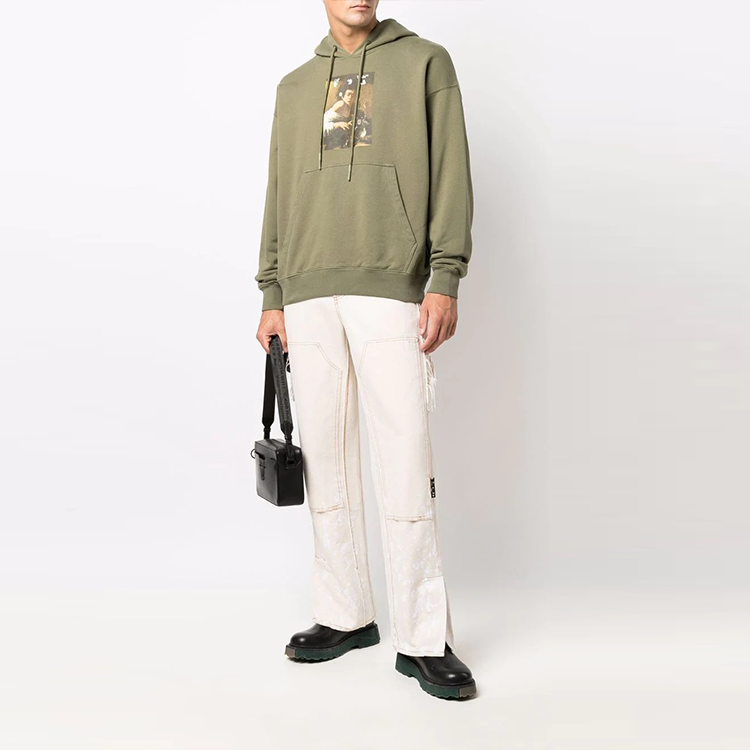 OFF-WHITE FW21 Graphic Print Hoodie Green Loose Fit OMBB085F21FLE0135584 圖 3