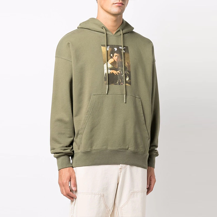 OFF-WHITE FW21 Graphic Print Hoodie Green Loose Fit OMBB085F21FLE0135584 圖 4