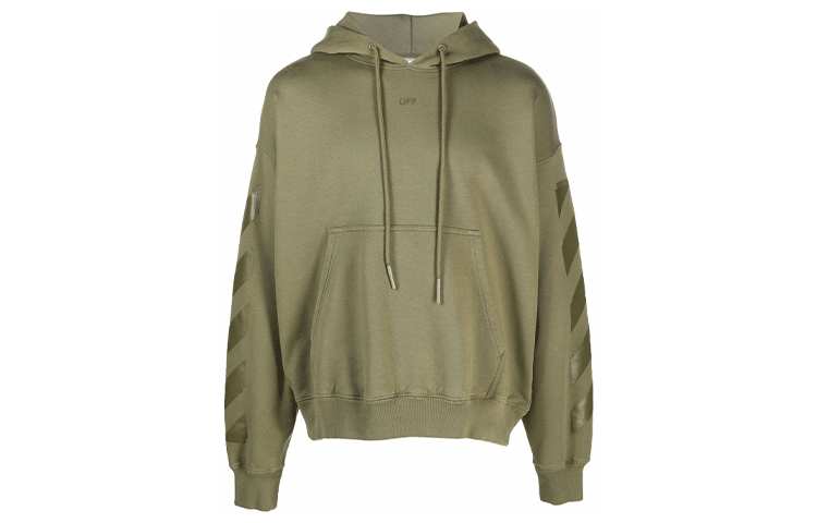 OFF-WHITE FW21 Graphic Printed Green Hoodie Oversized Fit OMBB085F21FLE0105555 圖 2