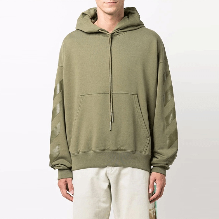 OFF-WHITE FW21 Graphic Printed Green Hoodie Oversized Fit OMBB085F21FLE0105555 圖 3