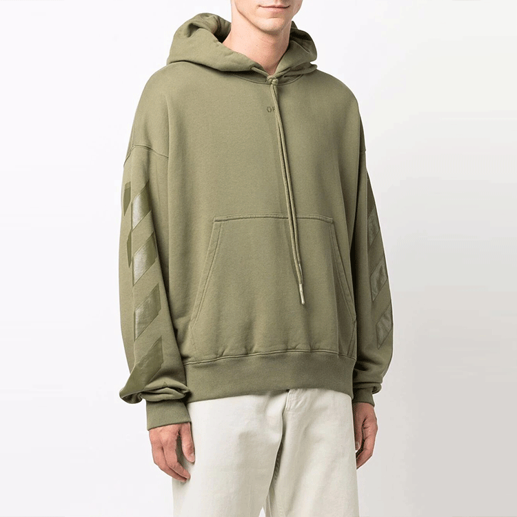 OFF-WHITE FW21 Graphic Printed Green Hoodie Oversized Fit OMBB085F21FLE0105555 圖 4