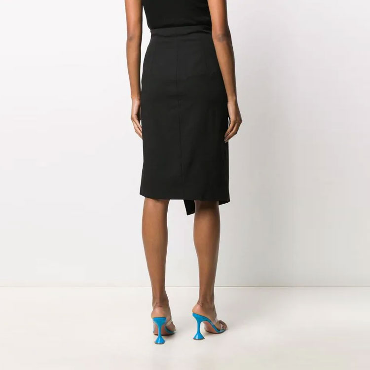 Shop Falda Midi Negra OFF-WHITE FW21 con Logo y Abertura Alta. OWCC101E20FAB0011000