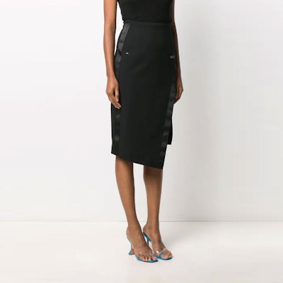 Falda Midi Negra OFF-WHITE FW21 con Logo y Abertura Alta. OWCC101E20FAB0011000 Purchase Falda Midi Negra OFF-WHITE FW21 con Logo y Abertura Alta. OWCC101E20FAB0011000