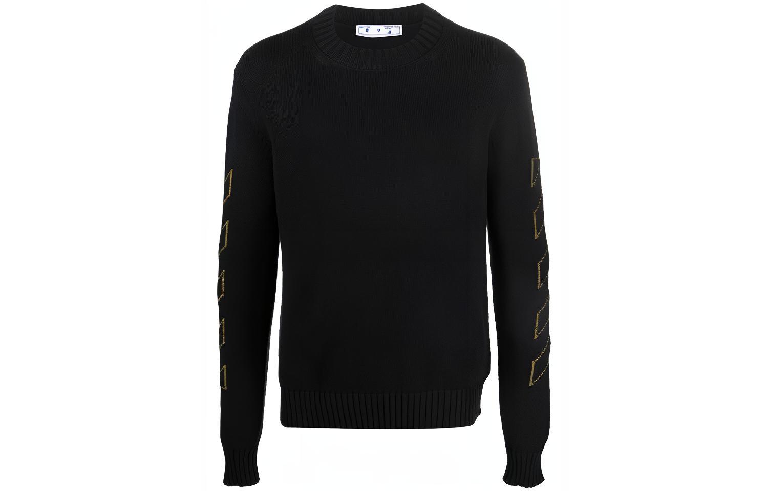OFF-WHITE FW21 Jacquard Pattern Pullover Sweater Black Regular Fit OMHE087F21KNI0011055