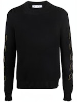 OFF-WHITE FW21 Jacquard Pattern Pullover Sweater Black Regular Fit OMHE087F21KNI0011055 OFF-WHITE FW21 Jacquard Pattern Pullover Sweater Black Regular Fit OMHE087F21KNI0011055