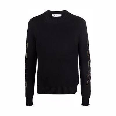 OFF-WHITE FW21 Jacquard Pattern Pullover Sweater Black Regular Fit OMHE087F21KNI0011055