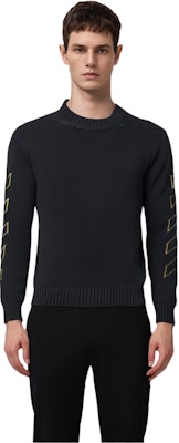 오프 화이트 FW21 자카드 패턴 풀오버 스웨터 블랙 레귤러 핏 OMHE087F21KNI0011055 1