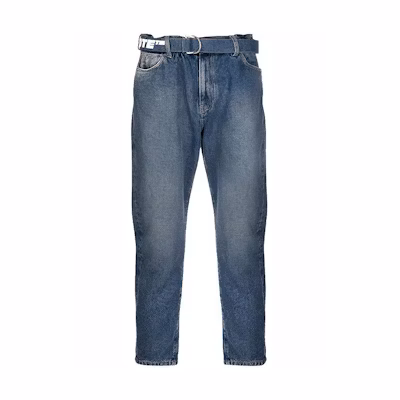 OFF-WHITE FW21 Logo Ankle-Length Denim Jeans Blue OMYA005F21DEN0034501
