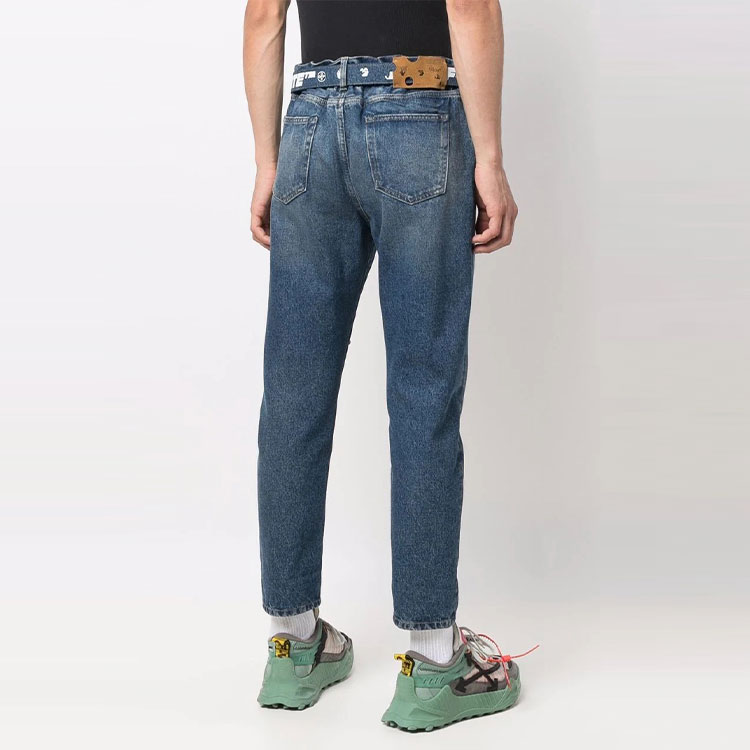 Purchase OFF-WHITE FW21 标志性蓝色九分牛仔裤 OMYA005F21DEN0034501
