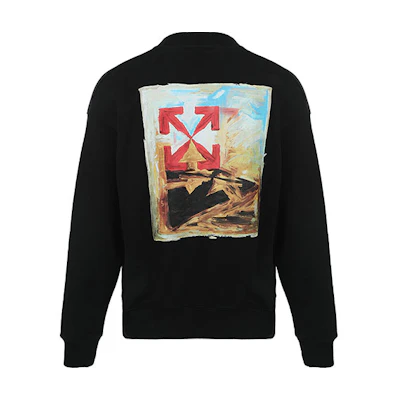 OFF-WHITE FW21 Logo Arrows Print Pullover Hoodie Black ( Loose Fit) OMBA054F21FLE0091084