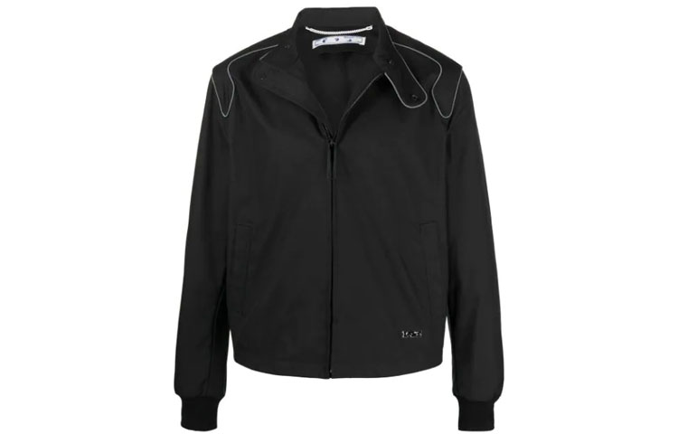 Off-White FW21 Logo Black Bomber Jacket Standard Fit OMEA285S21FAB0021001
