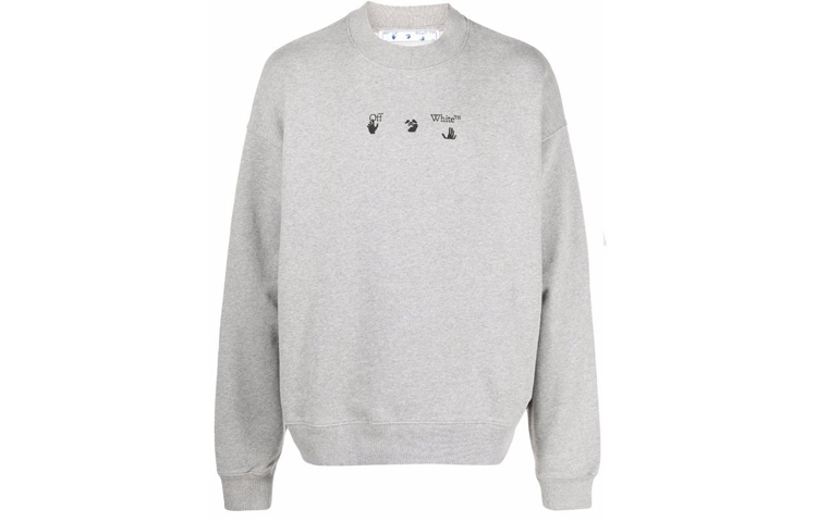Off-White FW21 Logo Crewneck Pullover Sweatshirt Loose Fit Grey OMBA054F21FLE0140810