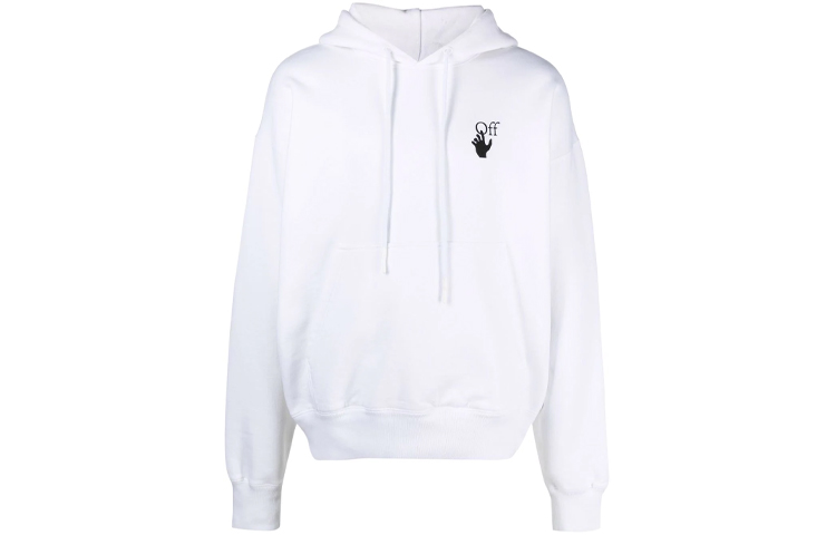 OFF-WHITE FW21 Logo Drawstring Hoodie White Oversized Fit. OMBB085F21FLE0110110 圖 2
