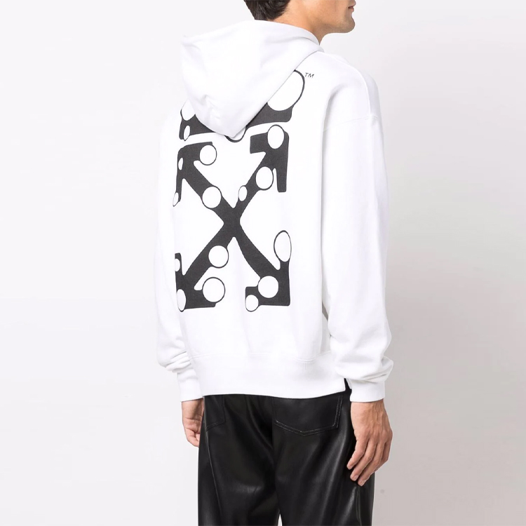 OFF-WHITE FW21 Logo Drawstring Hoodie White Oversized Fit. OMBB085F21FLE0110110 圖 4